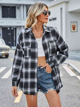 Karierte Button-Down-Jacke mit Kragen