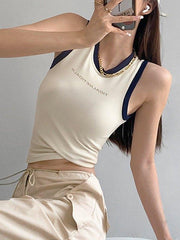 Contrast Trim Racer Back Tank Top - HouseofHalley