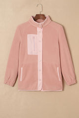 Chaqueta con botones a presión y cuello alto y bolsillo