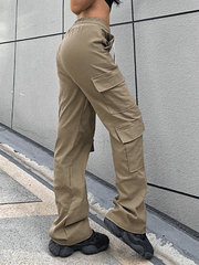 Drawstring Pocket Straight Cargo Pants - HouseofHalley