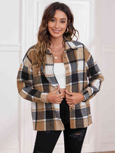 Karierte Button-Down-Jacke mit Kragen