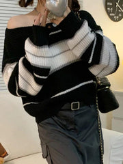 Suéter corto con empalme de rayas