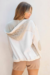 Chaqueta de manga larga con bloques de color y cordón