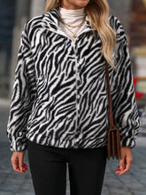Langärmlige Jacke mit Reißverschluss und Animal-Print