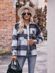 Karierte Jacke mit überschnittenen Schultern und Kragen