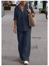 2-teiliges Hemd- und Hosenset aus Baumwolle und Leinen