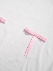 Camiseta de manga larga con decoración de lazo sólido