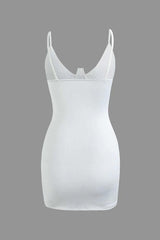 U-neck Rhinestone Decor Slip Mini Dress - HouseofHalley