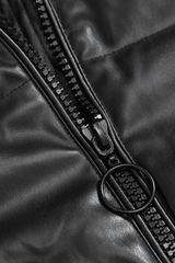 Faux Leather Hooded Puffer Jacket - HouseofHalley