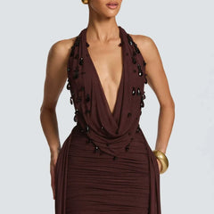 V-Neck Halter A-Line Dress