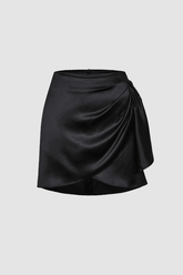 Knot Side Satin Wrap Mini Skirt - HouseofHalley
