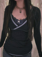 Lace Patchwork Bow Long Sleeve Tee - HouseofHalley