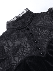 Camiseta de manga corta con encaje transparente y telaraña