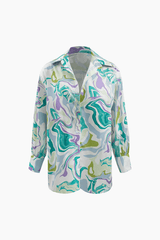 Marble Print Shirt And Full-length Pants Set - HouseofHalley