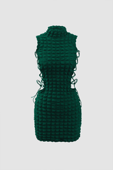 Popcorn Textured Tie Side Mini Dress - HouseofHalley