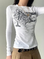 Camiseta de manga larga ajustada con estampado retro