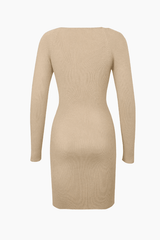 Sweetheart Neckline Slit Knitted Mini Dress - HouseofHalley
