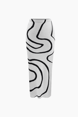 Set aus Strick-Tanktop und Midirock mit Wirbelstreifen