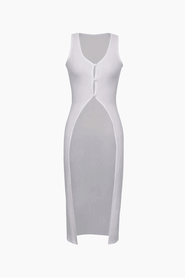 V-Neck Slit Knit Sleeveless Top - HouseofHalley