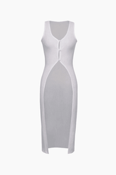 V-Neck Slit Knit Sleeveless Top - HouseofHalley