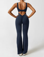 V-Back Flared Jumpsuit
