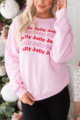 Rosa Pullover mit Weihnachts-Jolly-Buchstaben-Print