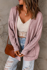 Pink Drop Shoulder Textured Cardigan