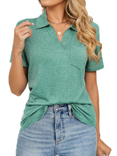 Einfarbiges, kurzärmliges, lockeres T-Shirt mit Revers