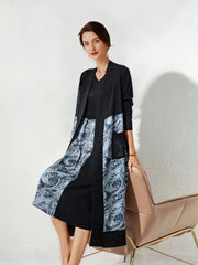 Vestido midi elegante, suelto y de color contrastante