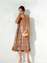 Vestido midi elegante, suelto y de color contrastante