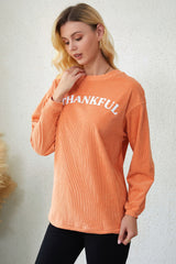 Oranges, geripptes Oversize-Sweatshirt „THANKFUL“
