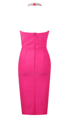 VESTIDO MIDI CON ABERTURA HALTER