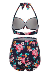 Marineblauer bedruckter Neckholder-Zweiteiler