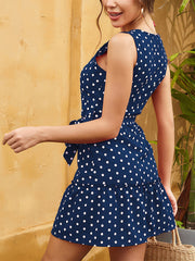 Retro Chiffon Minikleid mit Polka Dots und schmaler Taille