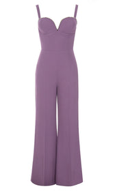 V-AUSSCHNITT-JUMPSUIT MIT DIAMANTMUSTER IN LILA