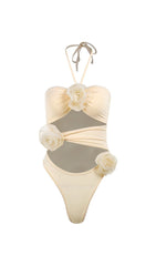 NECKHOLDER-BADEANZUG MIT CUTOUTS UND VERZIERUNG