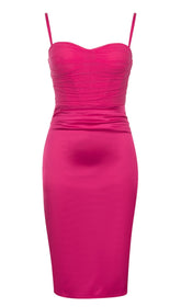 VESTIDO DE CORSÉ CON TIRANTES DE SATÉN EN ROJO