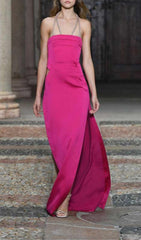 TRÄGERLOSES MAXIKLEID MIT NECKHOLDER IN ROSA