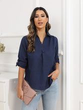 Lockere, einfarbige Langarmbluse mit Label