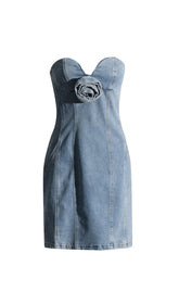 TRÄGERLOSES MINIKLEID AUS DENIM