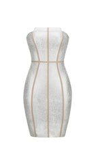 SILVER BANDEAU RHINESTONE TRIMMING DRESS