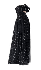 POLKA DOT BANDEAU-KLEID IN SCHWARZ