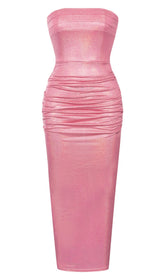 MIDIKLEID MIT PAILLETTEN IN KORALLEROSA