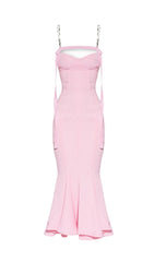 STRAPY SLIM MAXI DRESS IN PINK