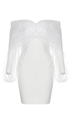 ONE-LINE SHOULDER-TOP TULLE DRESS IN WHITE