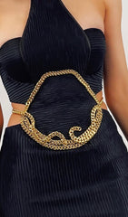 VESTIDO LARGO CON CADENA HALTER EN NEGRO