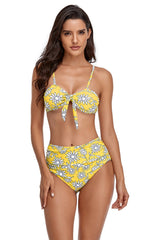 Printed Tie Knotted High Waist Bikini