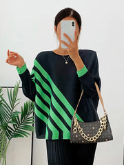 Camiseta plisada de rayas sueltas