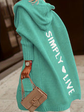 Lässiger Cardigan in Übergröße, Damen-Cardigan mit Buchstaben- und Herz-Print, langen Ärmeln, offener Vorderseite und Kapuze, mit Taschen