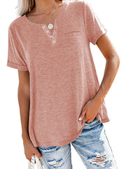 Casual Short Sleeve Crew Neck Tunic Basic Blouse